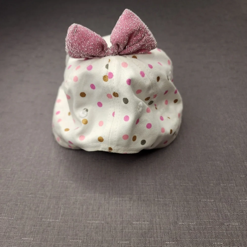 Disney Minnie Mouse Girl Toddler Stretch Hat Pink Glitter Bow Sparkle Polka Dot